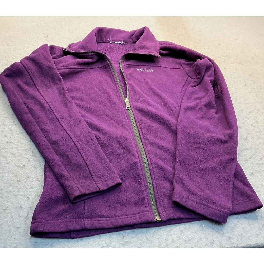 Columbia Full Zip Fleece Jacket Purple Sleeve Pocket Womens M WG6631